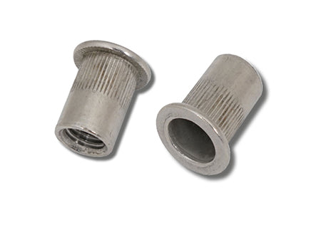 A4 St.Stl Flat Head Round Knurled Body JRP Rivet Nuts, Morgans OJ