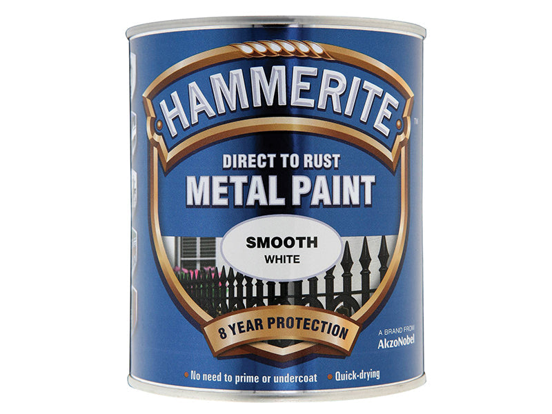 Direct to Rust Smooth Finish Metal Paint White 750ml, Hammerite