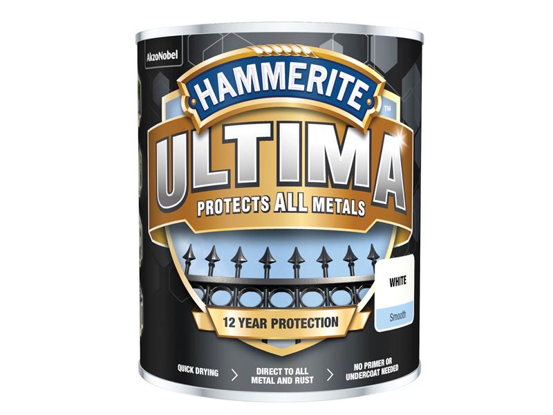 Ultima Metal Paint Smooth White 750ml, Hammerite