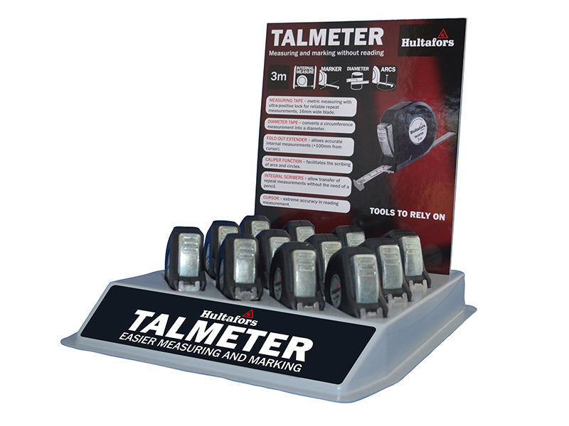 Talmeter Tapes 3m (Width 16mm) Display Tray (12 Pieces), Hultafors