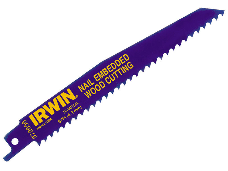 656R 150mm Sabre Saw Blade Nail Embedded Wood Cut Pack of 5, IRWIN®