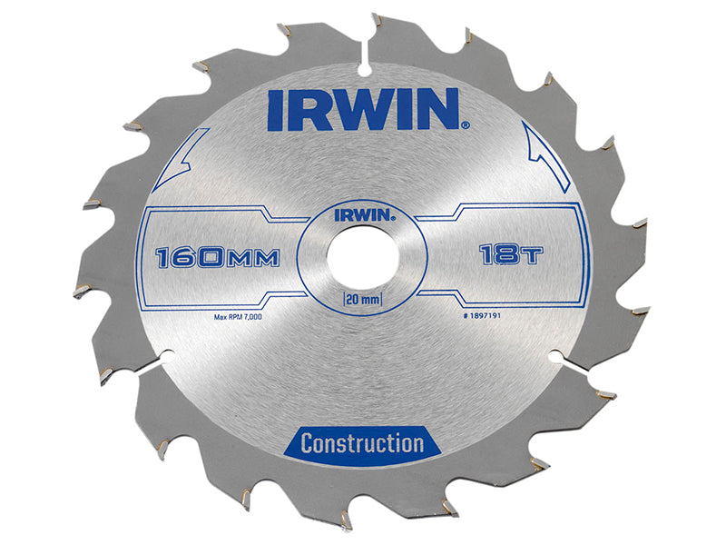 Construction Circular Saw Blade 160 x 20mm x 18T ATB, IRWIN®