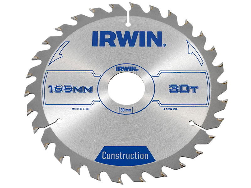 Construction Circular Saw Blade 165 x 30mm x 30T ATB, IRWIN®