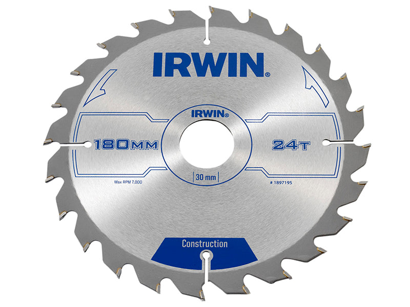 Construction Circular Saw Blade 180 x 30mm x 24T ATB, IRWIN®