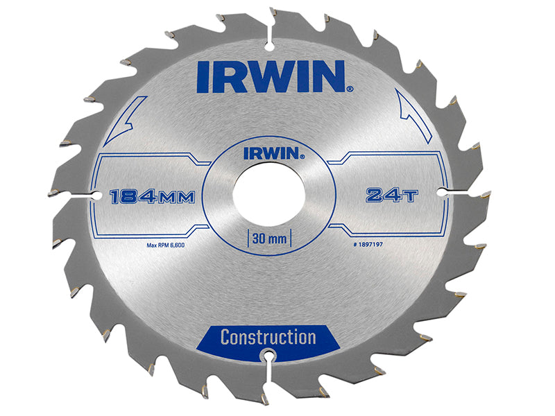 Construction Circular Saw Blade 184 x 30mm x 24T ATB, IRWIN®
