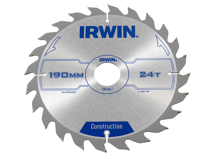 Construction Circular Saw Blade 190 x 30mm x 24T ATB, IRWIN®