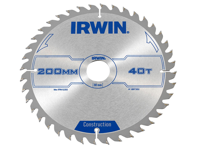 Construction Circular Saw Blade 200 x 30mm x 40T ATB, IRWIN®
