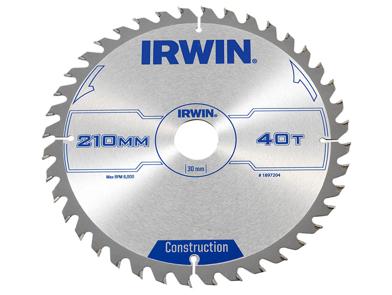 Construction Circular Saw Blade 210 x 30mm x 40T ATB, IRWIN®
