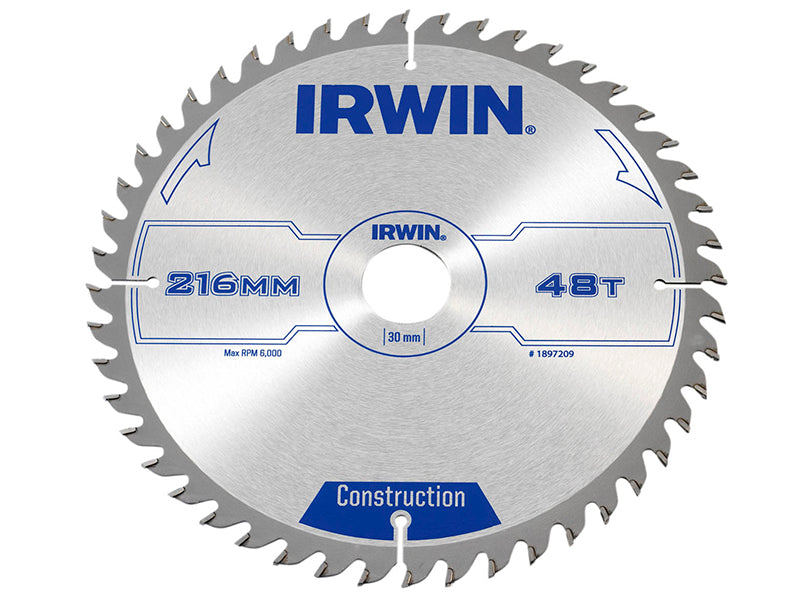 General Purpose Table & Mitre Saw Blade 216 x 30mm x 48T ATB, IRWIN®