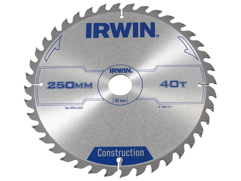 General Purpose Table & Mitre Saw Blade 250 x 30mm x 40T ATB, IRWIN®