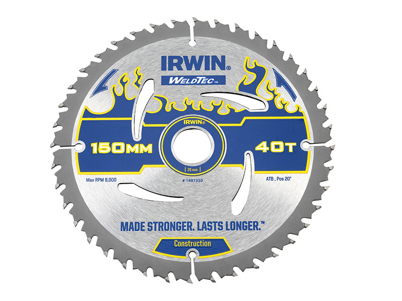 Weldtec Circular Saw Blade 150 x 20mm x 40T ATB, IRWIN®