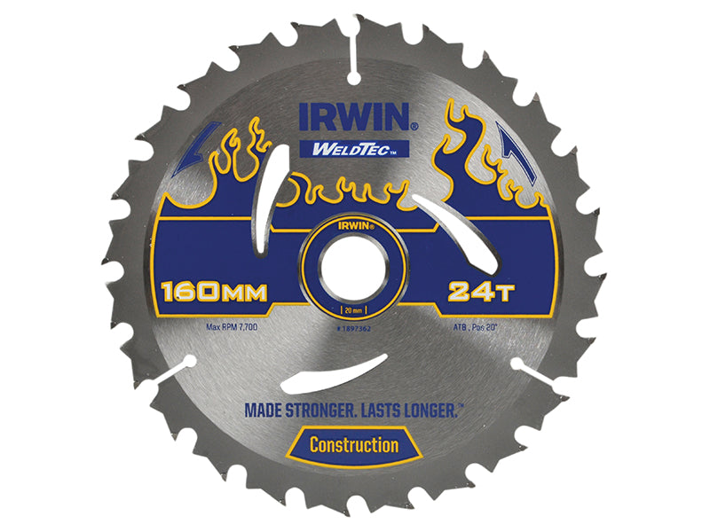 Weldtec Circular Saw Blade 160 x 20mm x 24T ATB, IRWIN®