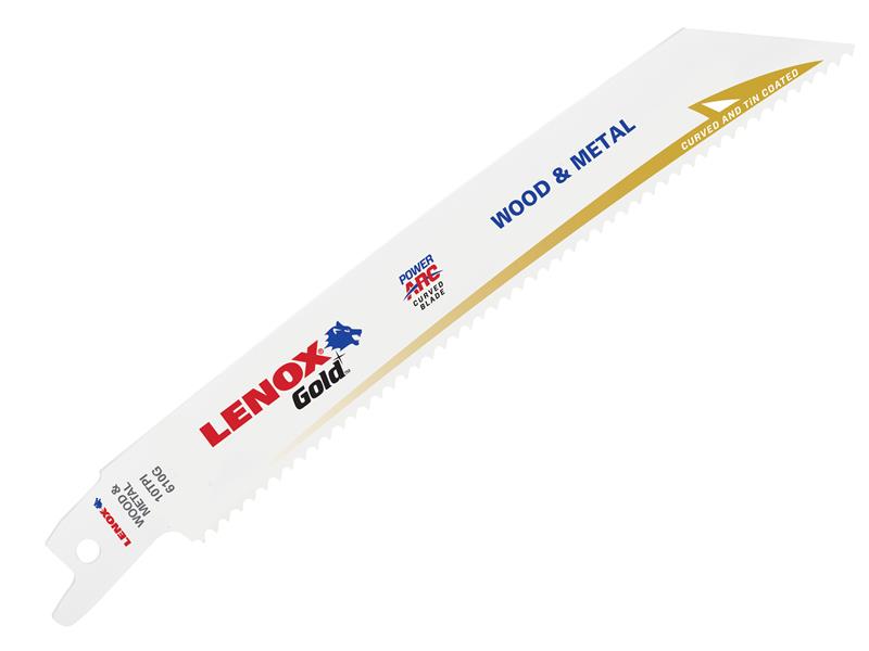 610GR Gold® Metal Cutting Reciprocating Saw Blades 150mm 10 TPI (Pack 5), LENOX