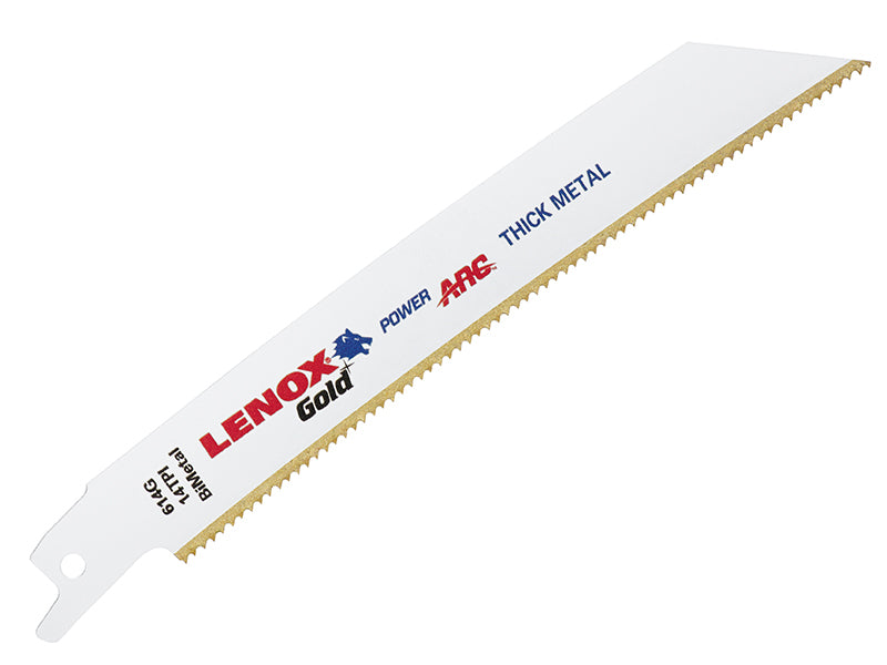 614GR Gold® Metal Cutting Reciprocating Saw Blades 150mm 14 TPI (Pack 5), LENOX