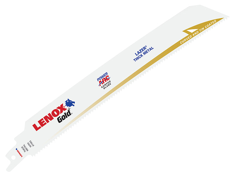 9110GR Gold® Extreme Reciprocating Saw Blades 229mm 10 TPI (Pack 5), LENOX