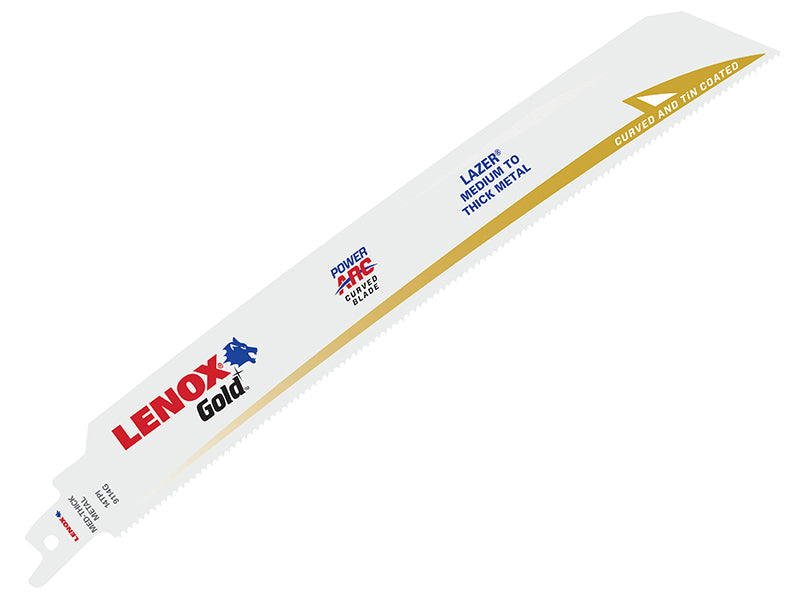 9114GR Gold® Extreme Reciprocating Saw Blades 229mm 14 TPI (Pack 5), LENOX