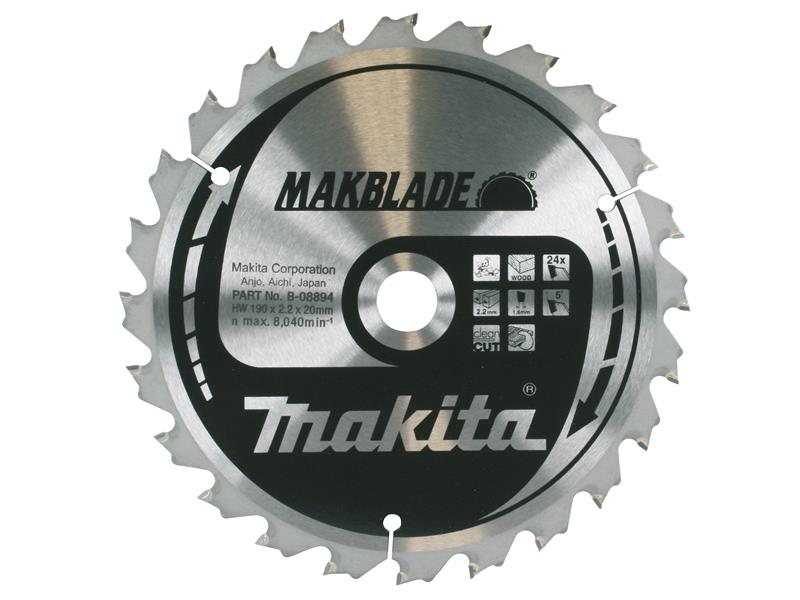 B-08894 Mitre Saw Blade 190 x 20mm x 24T, Makita