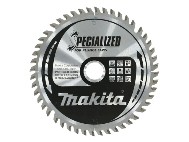 B-33015 Specialized for Plunge Saws Blade 165 x 20mm x 48T, Makita