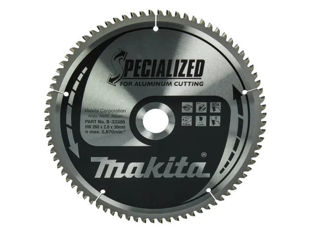 B-33386 Specialized Aluminium Saw Blade 260 x 30mm x 80T, Makita