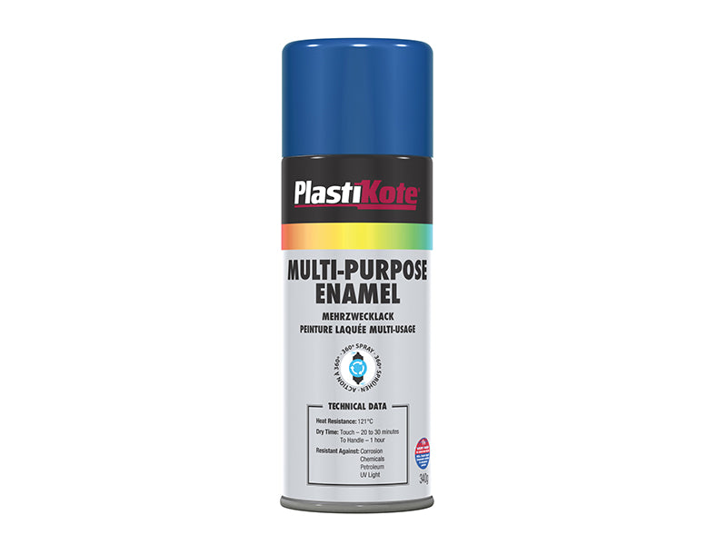 Multi Purpose Enamel Spray Paint Gloss Blue 400ml, PlastiKote