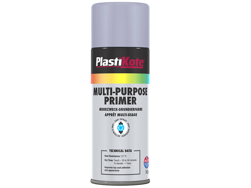 Multi Purpose Enamel Spray Grey Primer 400ml, PlastiKote