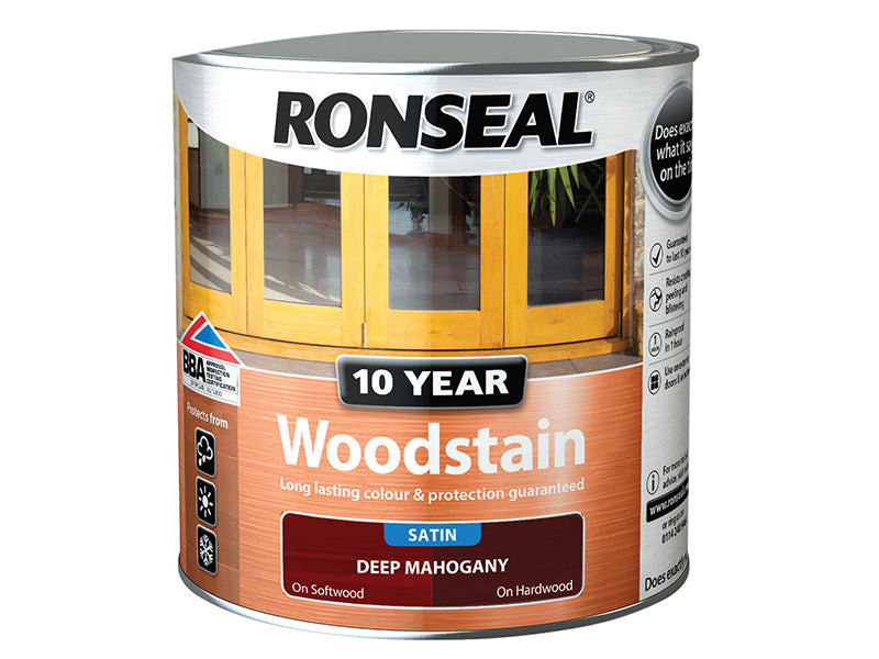 10 Year Woodstain Deep Mahogany 2.5 litre, Ronseal