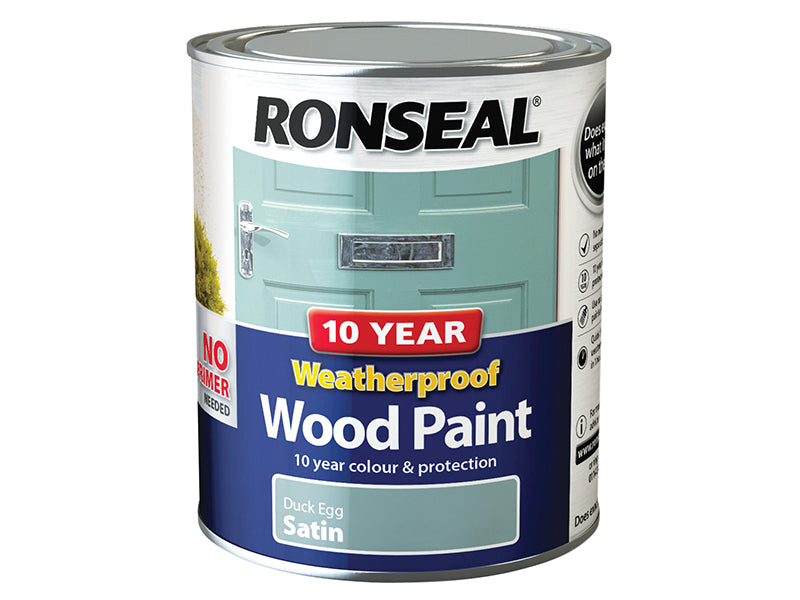 10 Year Weatherproof Wood Paint Duck Egg Blue Satin 750ml, Ronseal