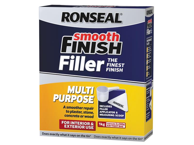 Smooth Finish Multipurpose Wall Powder Filler 1kg, Ronseal