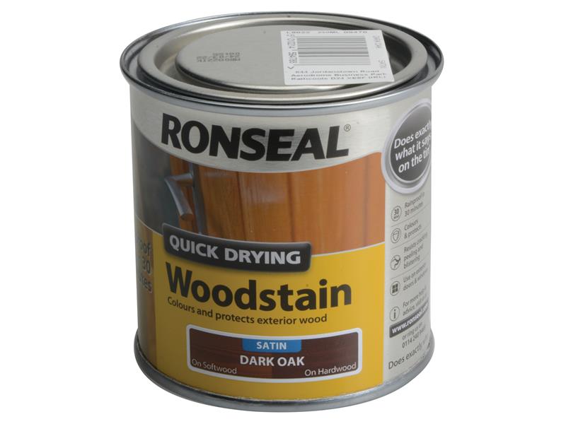 Quick Drying Woodstain Satin Dark Oak 250ml, Ronseal