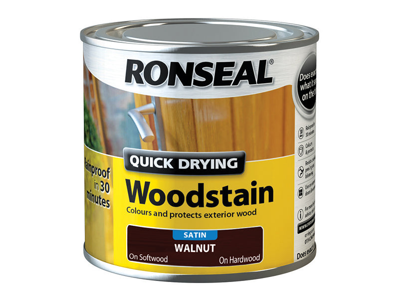 Quick Drying Woodstain Satin Smoked Walnut 250ml, Ronseal