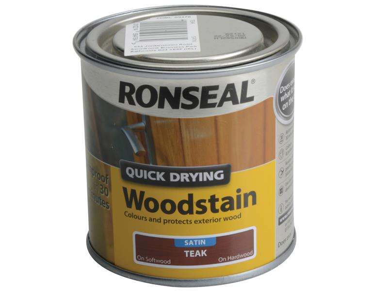 Quick Drying Woodstain Satin Teak 250ml, Ronseal