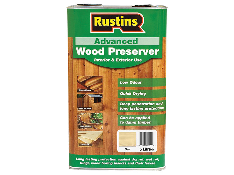 Advanced Wood Preserver Clear 5 litre, Rustins