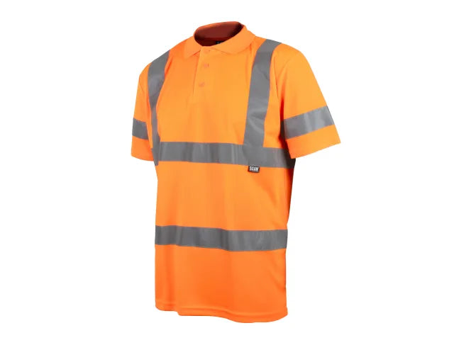 Hi-Vis Polo Shirt Orange - XL (46in), Scan