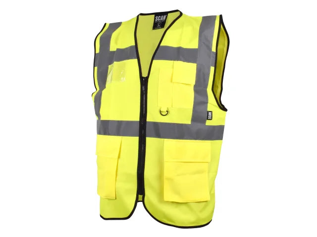 Hi-Vis Utility Yellow Waistcoat - M (41in), Scan