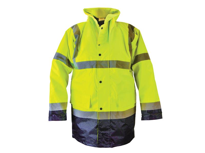 Hi-Vis Yellow/Black Motorway Jacket - XL (48in), Scan