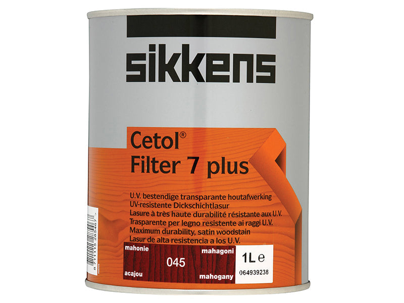 Cetol Filter 7 Plus Translucent Woodstain Mahogany 1 litre, Sikkens