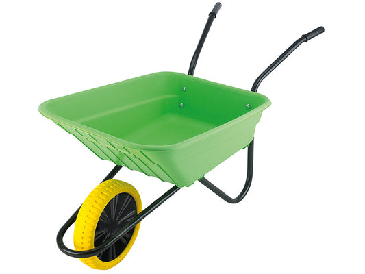 Boxed 90L Lime Polypropylene Wheelbarrow - Puncture Proof, Walsall