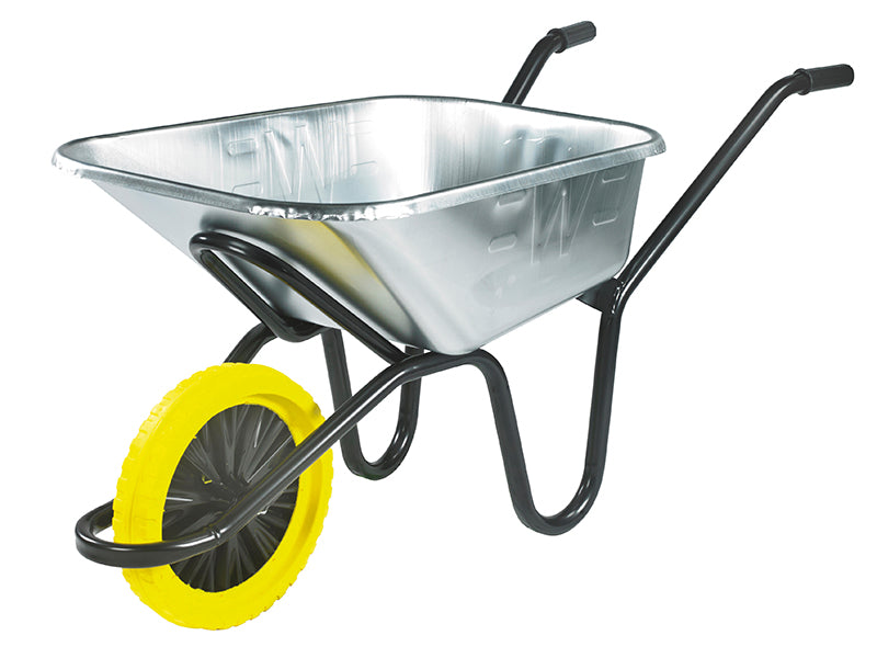 120L Galvanised Heavy-Duty Invincible Wheelbarrow - Puncture Proof, Walsall