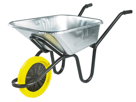 120L Galvanised Heavy-Duty Invincible Wheelbarrow - Puncture Proof, Walsall