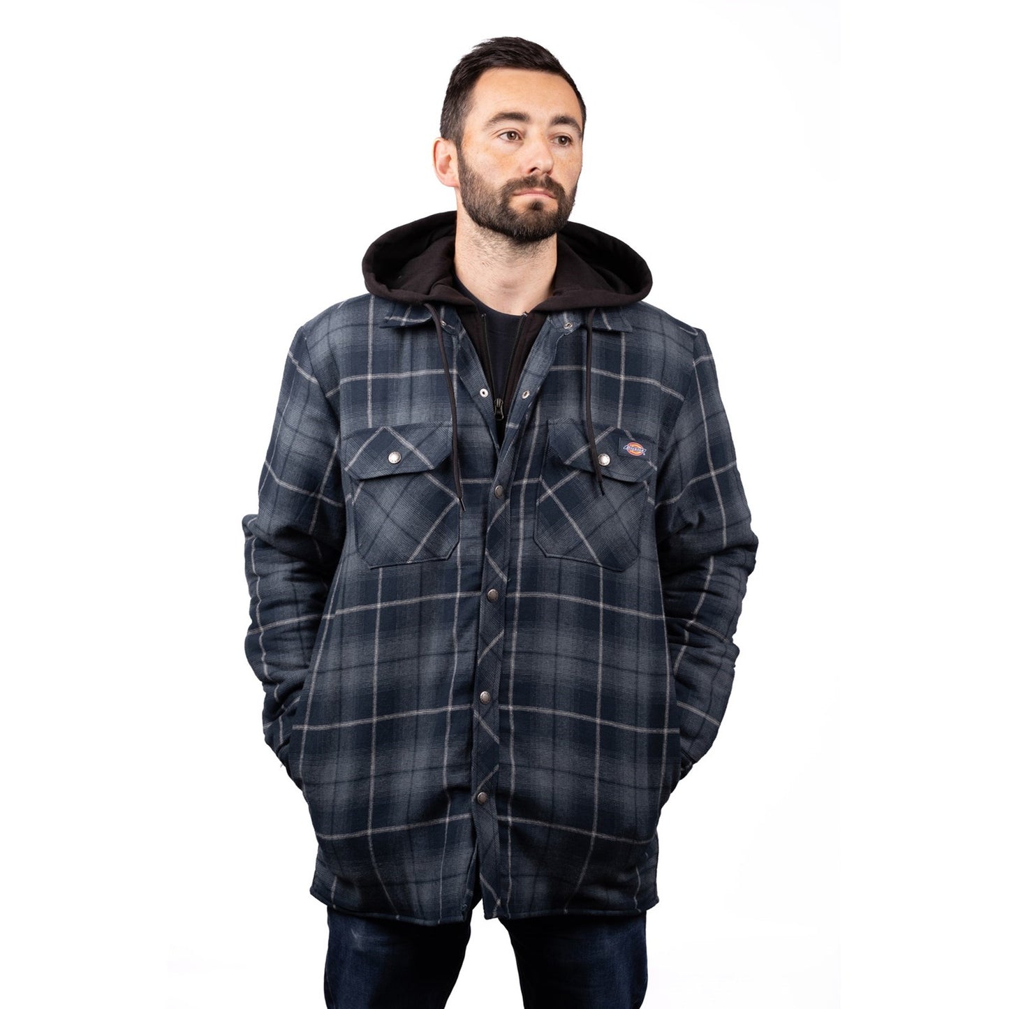 Fleece Hood Flannel Shirt Jacket, Dickies