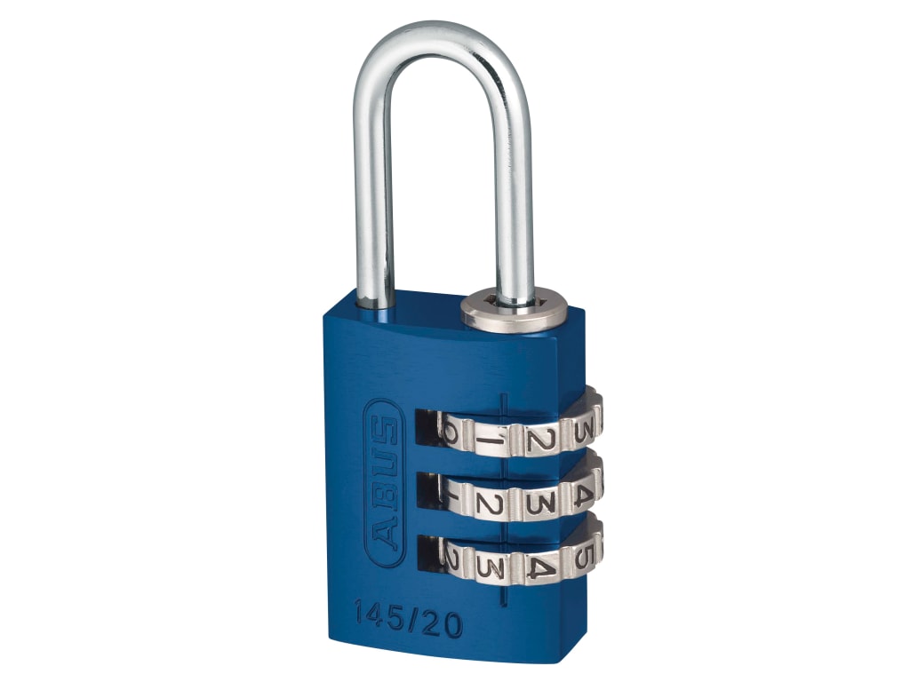 145/20 20mm Aluminium Combination Padlock Blue 46568                            