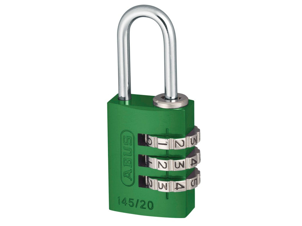 145/20 20mm Aluminium Combination Padlock Green 46571                           