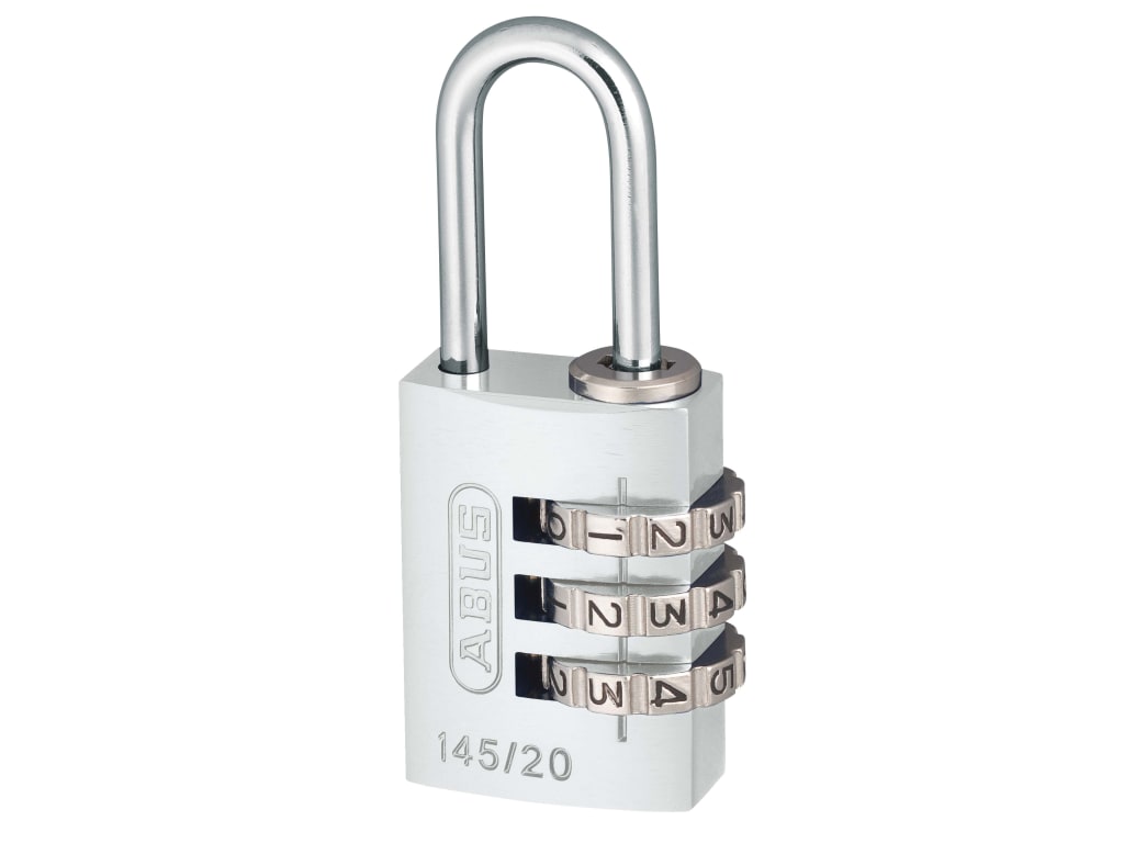 145/20 20mm Aluminium Combination Padlock Silver 46574                          