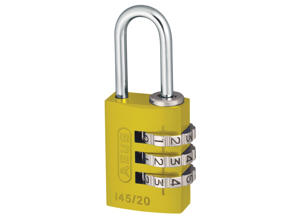 145/20 20mm Aluminium Combination Padlock Yellow 46572                          