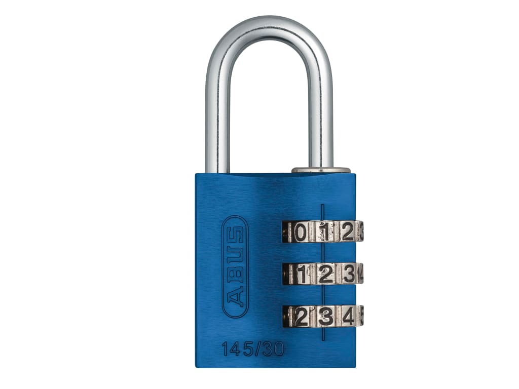 145/30 30mm Aluminium Combination Padlock Blue 46577                            