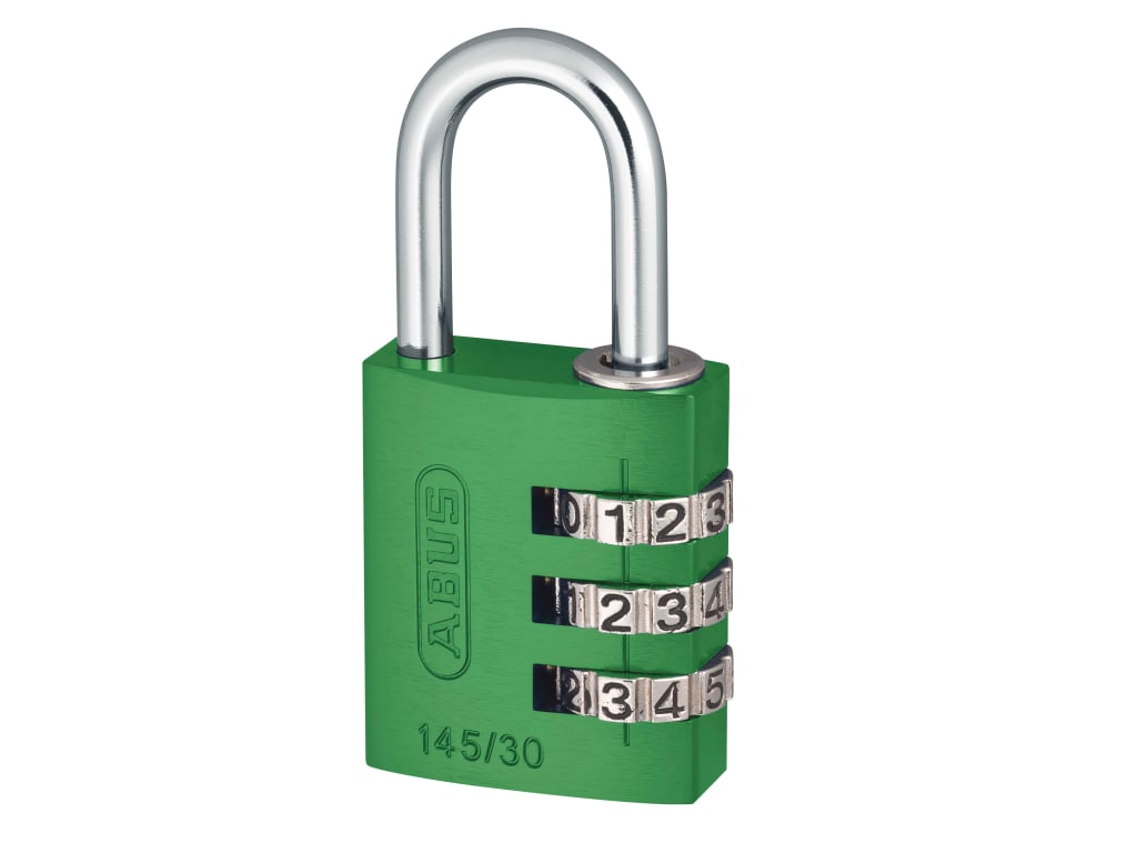145/30 30mm Aluminium Combination Padlock Green 46580                           