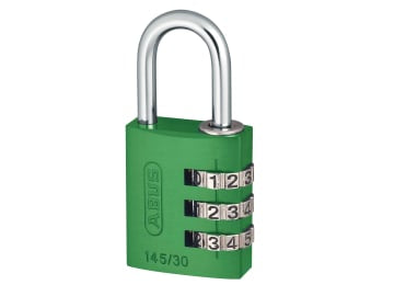 145/30 30mm Aluminium Combination Padlock Green 46580                           
