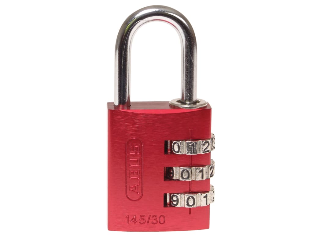 145/30 30mm Aluminium Combination Padlock Red 46578                             