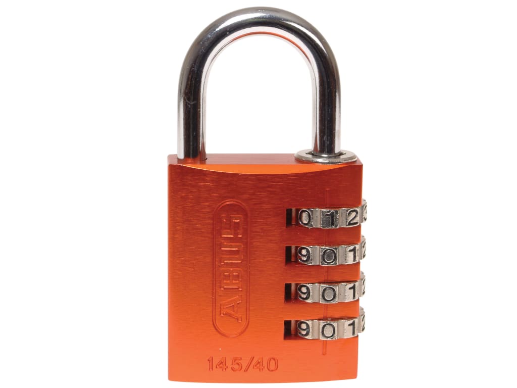 145/40 40mm Aluminium Combination Padlock Orange 49527                          
