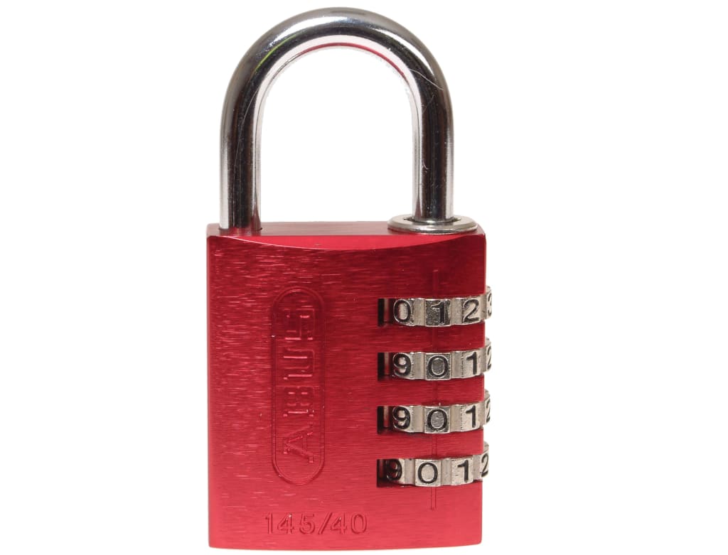 145/40 40mm Aluminium Combination Padlock Red 48829                             